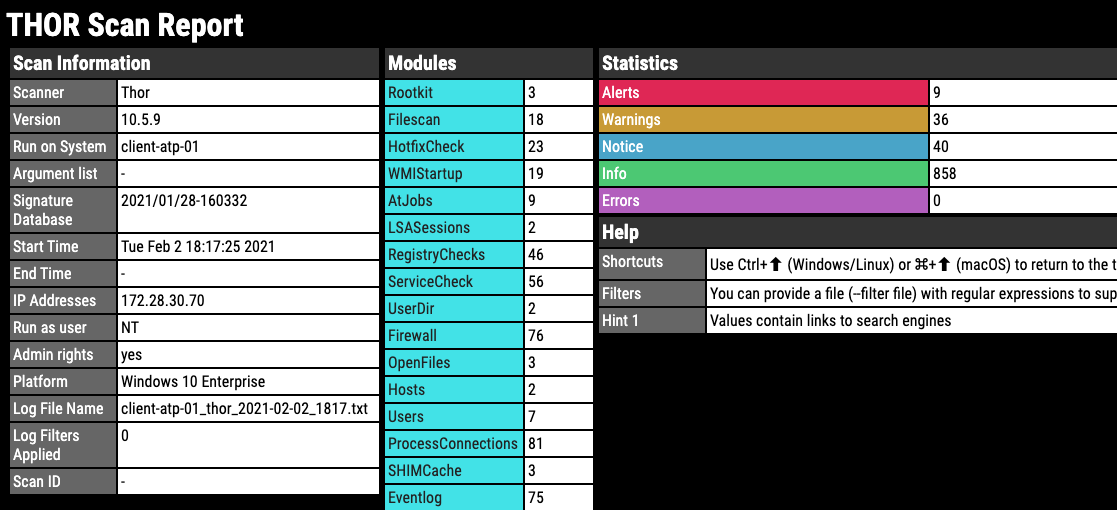 THOR HTML Report