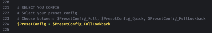 Preset Selection